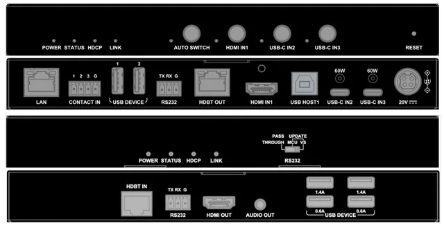 4K30 444 / 4K60 420 3x1 USB-C&HDMI over HDBT Extender
