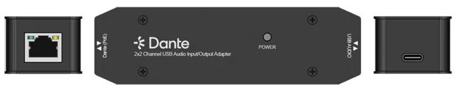 2x2 Channel USB to Dante/AES67 Audio Adaptor