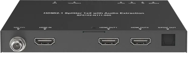 8K HDMI 2.1 1x2 Splitter with Scaler and Audio De-embedding