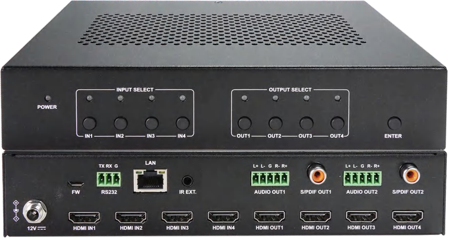 4K60 444 4x4 Seamless HDMI Matrix with VW+MV