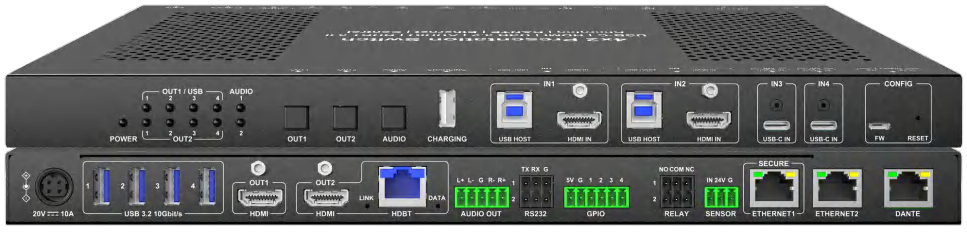 4x2 Presentation Switcher with HDBT 3.0 and Dante