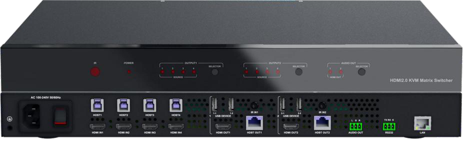 4K60 444 4X2 HDMI KVM Matrix Switcher