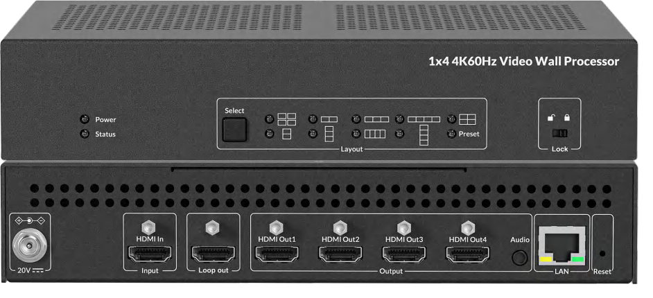 4K 4 Displays Videowall Processor