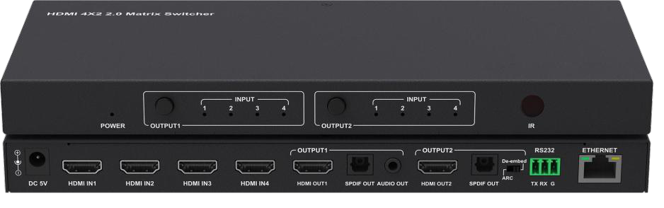 4K60 444 4x2 HDR HDMI Matrix Switcher