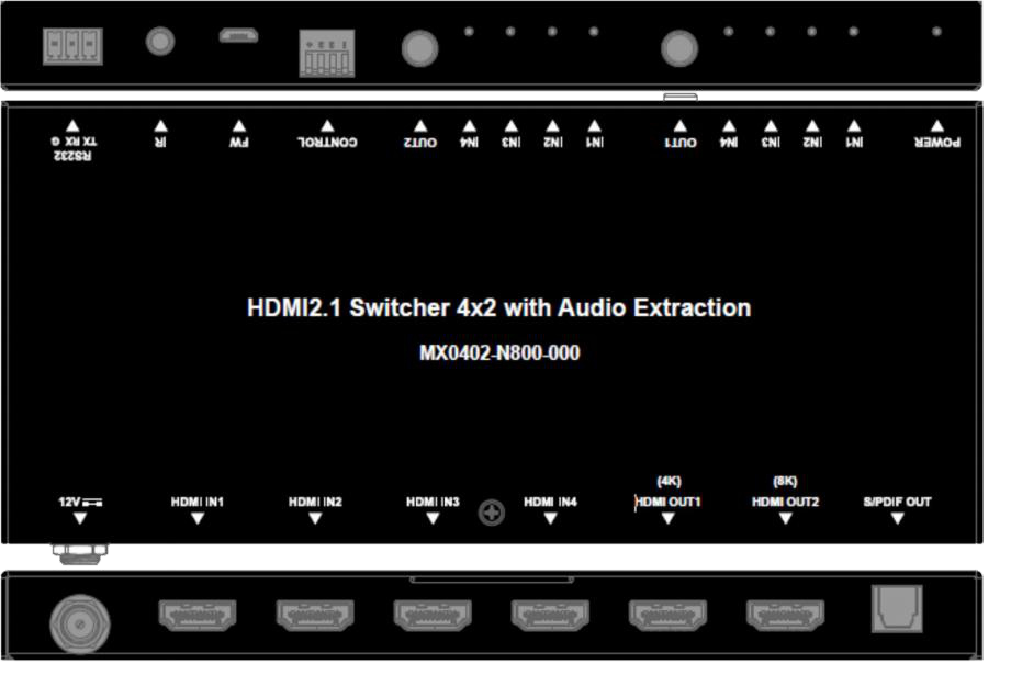 8K HDMI 2.1 4x2 Switcher with ARC/Audio-De-embedding