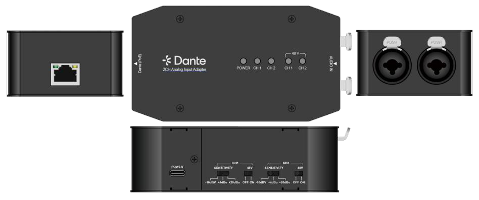2-Channel XLR Audio Input to Dante Output Adapter
