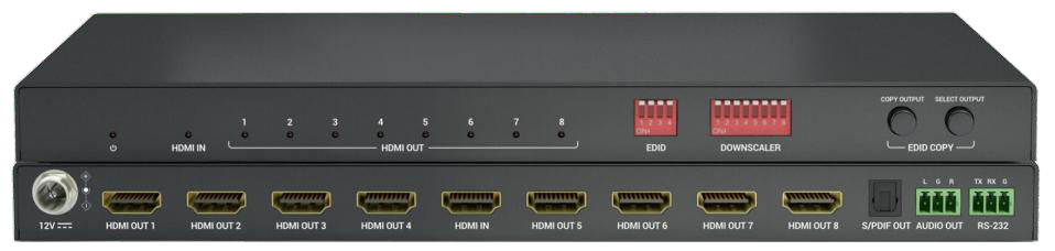 4K HDMI 2.0 1x8 Splitter Audio De-embedding/Control