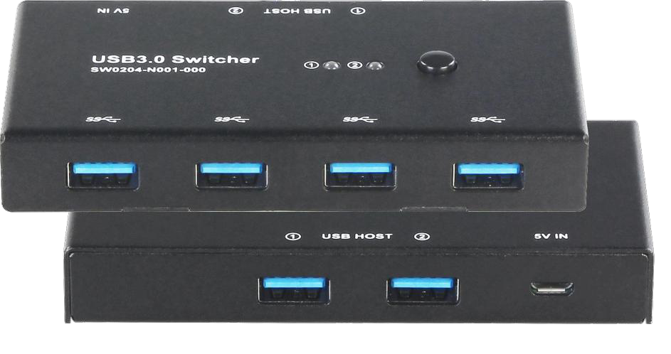 2x1 USB 3.0 Switcher with 4-Port USB 3.0 Hub